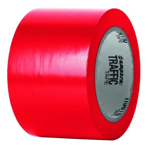 A.M.P.E.R.E. Ruban de signalisation Standard 0,15 mm épais 75 mm x 33 m Rouge