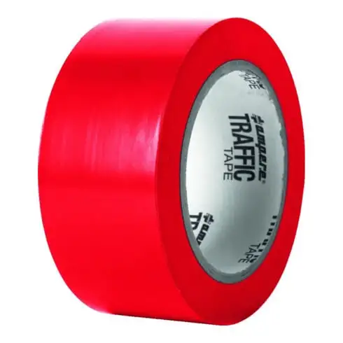 A.M.P.E.R.E. Ruban de signalisation Standard 0,15 mm Épaisseur 50 mm x 33 m Rouge