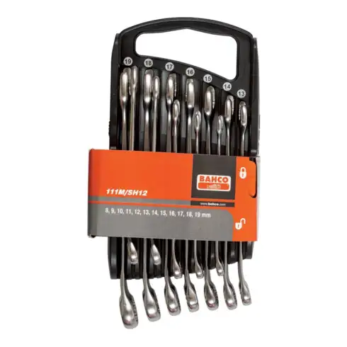 Bahco Jeu de clés mixtes, 12 pcs, dans support plastique, 8-19 mm