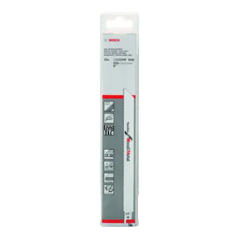 Bosch Lame de scie sabre S 1122 HF VE 25 pcs flexible pour bois et métal