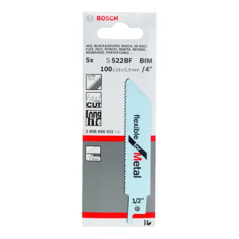 Bosch Lame de scie sabre S 522 BF VE x 5 Flexible pour métal