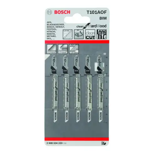 Bosch Lames de scie sauteuse T 101 AOF VE, 5 pièces, spécial stratifié