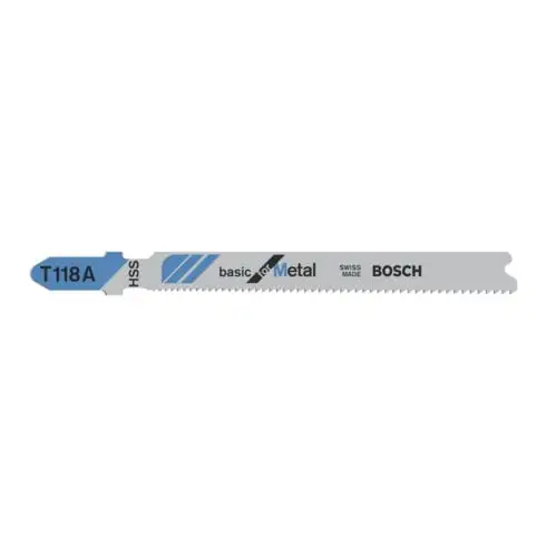 Bosch Lames de scie sauteuse T 118 A VE 100 pcs Basic pour métal