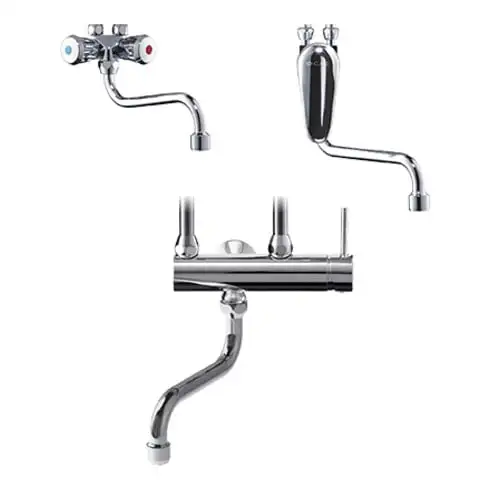 Clage Robinet mural à deux poignées SNO ch, avec combiné, avec bec pivotant 16 cm