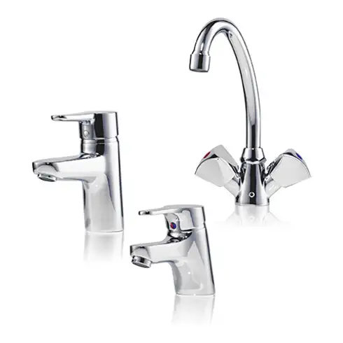 Clage Robinetterie à deux poignées SNT avec bec noir 15 cm, chrome, pour chauffe-eau sous pression