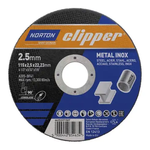 CLIPPER Disque à tronçonner métal inox A30S-115x2,5x22,23mm