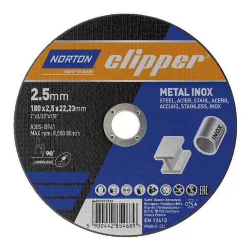CLIPPER Disque à tronçonner Métal-Inox A30S-180x2,5x22,23mm