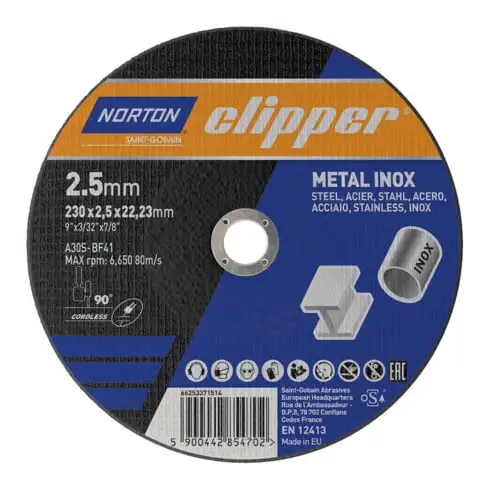 CLIPPER Disque à tronçonner métal-inox A30S-230x2,5x22,23mm