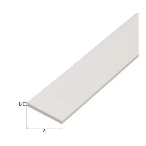 GAH Alberts Barre plate lisse, non percée, L2000mm l30mm É3mm plastique blanc continu