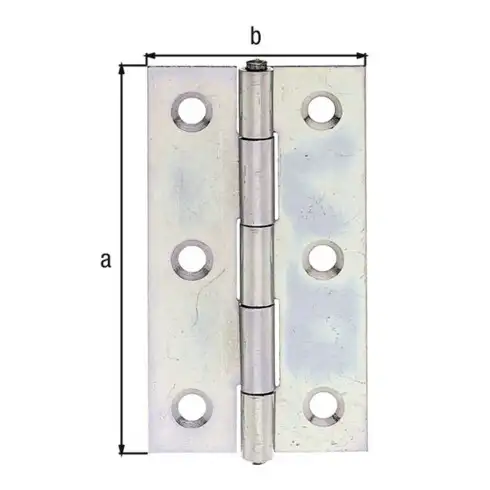 GAH Alberts Charnière de porte angulaire, L34xH64mm avec axe inox poli, galvanisé sendzimir