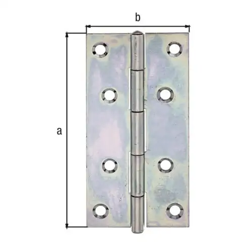 GAH Alberts Charnière de porte angulaire, L49xH100mm avec axe inox riveté jaune, sendzimir
