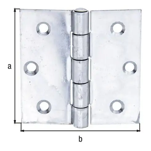GAH Alberts Charnière de porte avec axe inox amovible carré, L76xH76mm inox mat