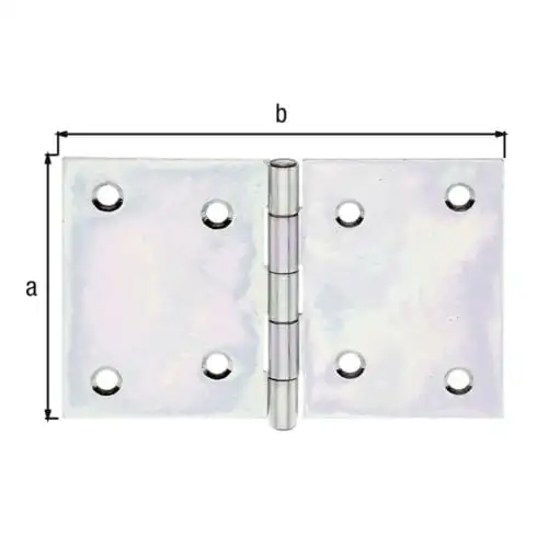 GAH Alberts Charnière de porte large, L128xH81mm avec goupille inox, zingue sendzimir