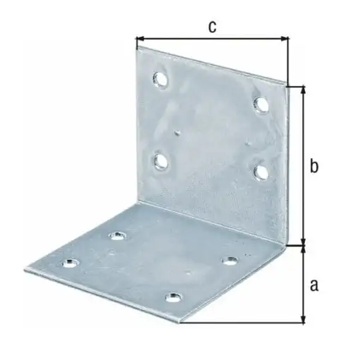 GAH Alberts Équerre large 60x60x60x2mm Acier brut, jaune zingué sendzimir
