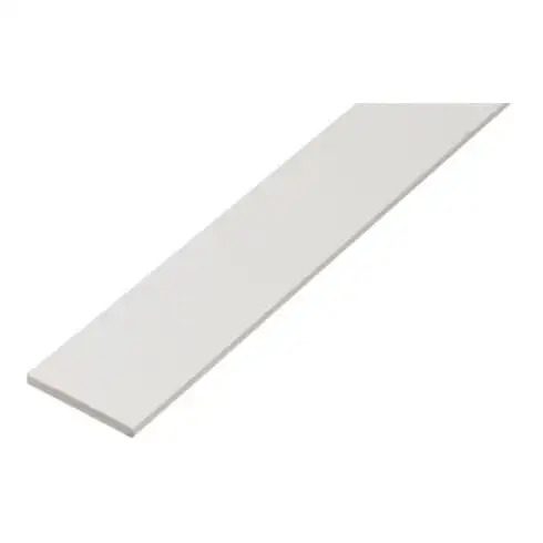 GAH Alberts Plat barre lisse, non perforée, L2000mm l25mm É2mm plastique blanc intégral