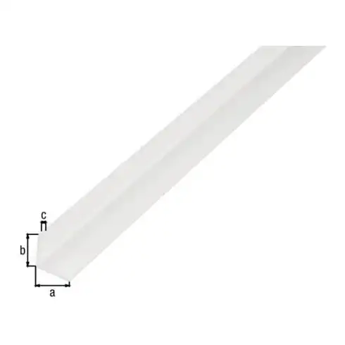 GAH Alberts Profilé d'angle, branches lisses, non percé L2000 x l15 x H1, 2x S1, 2mm plastique blanc