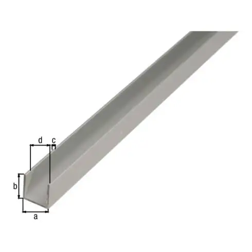 GAH Alberts Profilé en U isocèle perforé L2000 x l12 x H10mm aluminium, argenté