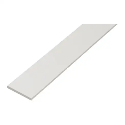 GAH Alberts Tige plate lisse, non perforée, L1000mm l20mm, ép2mm plastique blanc intégral