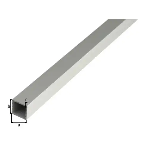 GAH Alberts Tube carré lisse L2 000 x l20 x H20 x E1,5 mm Aluminium argenté anodisé