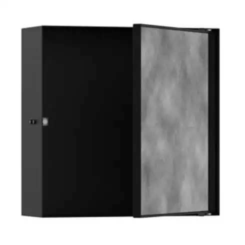 hansgrohe XtraStoris Niche murale Rock 300x300x100mm, avec porte battante, noir mat