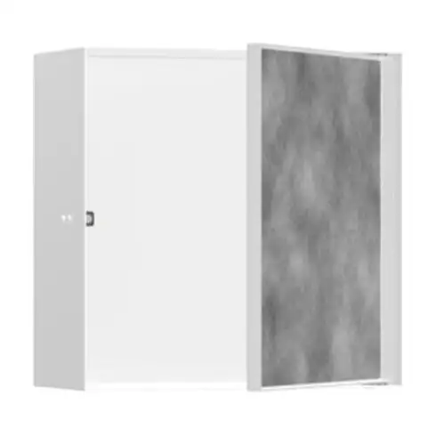 hansgrohe XtraStoris Niche murale Rock 300x300x140mm, avec porte battante, blanc mat