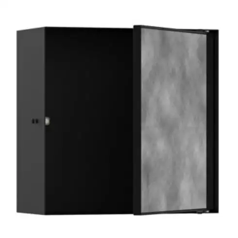 hansgrohe XtraStoris Niche murale Rock 300x300x140mm, avec porte battante, noir mat