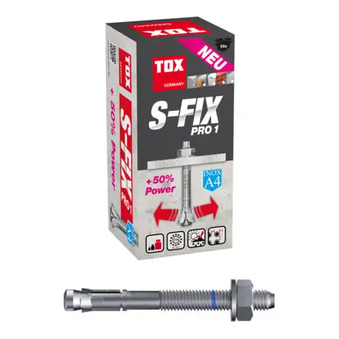 TOX Cheville à expansion S-Fix Pro 1 A4 M10x90/10 mm